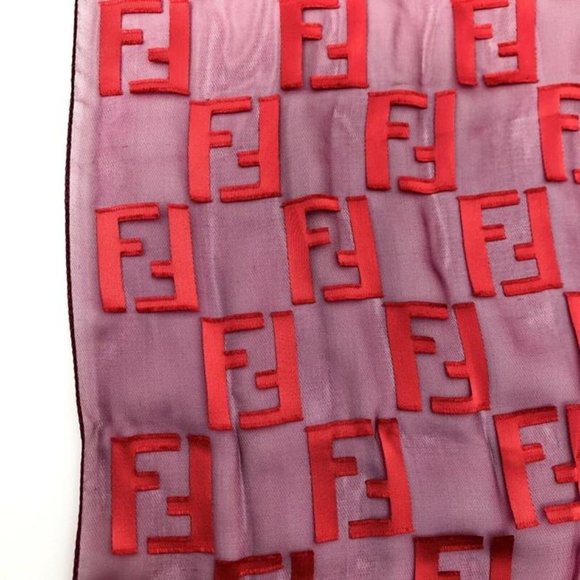 Fendi Purple and Red Zucca Print Logo Scarf - Picture 2 of 4